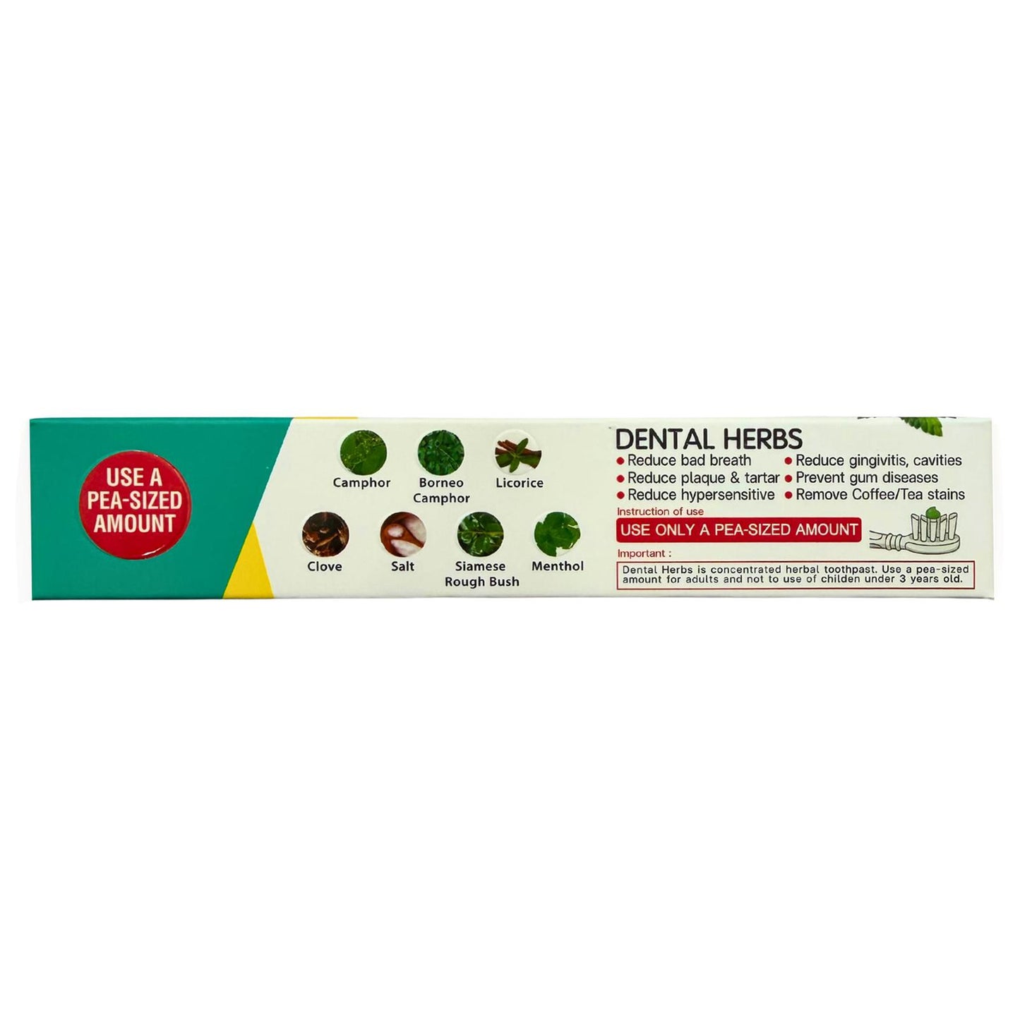 Dental Herbs Herbal Toothpaste – Natural Whitening Toothpaste for Sensitive Teeth, Bad Breath & Gum Care – Clove, Licorice, Menthol & Camphor – Highly Concentrated Formula. Gentle for Sensitive Teeth – Premium Quality from Thailand – 80g